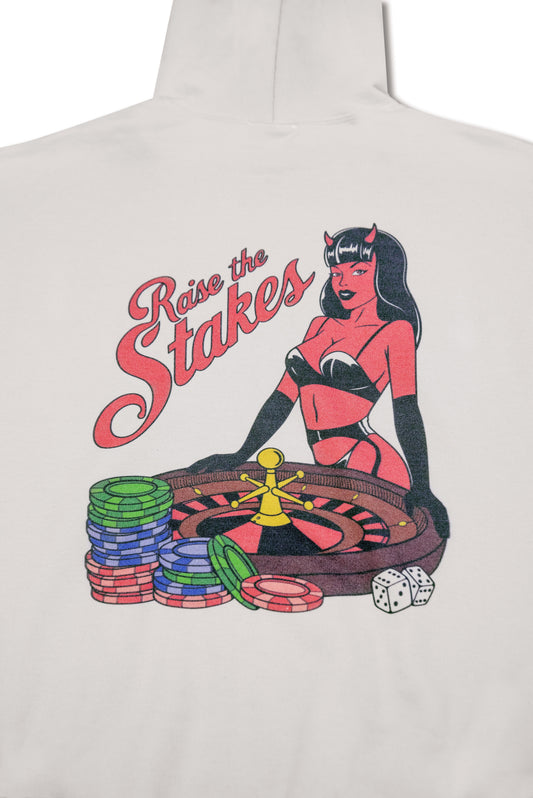 Hoodie in Sand with Raise The Stakes Roulette Print-1