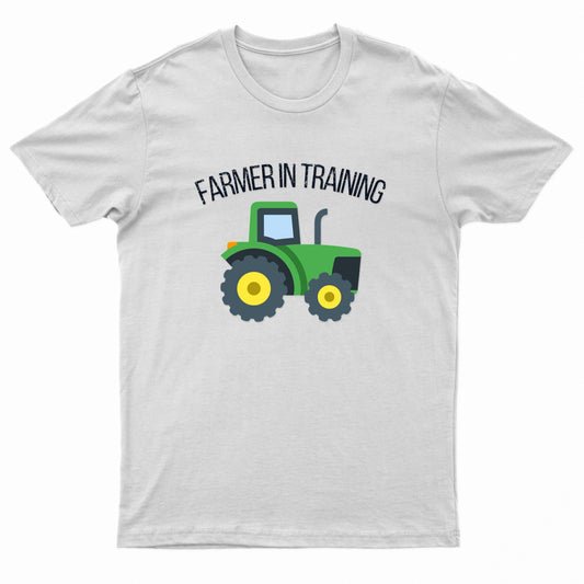 Kids Unisex "FARMER IN TRAINING" Tractor Printed T-Shirt-0